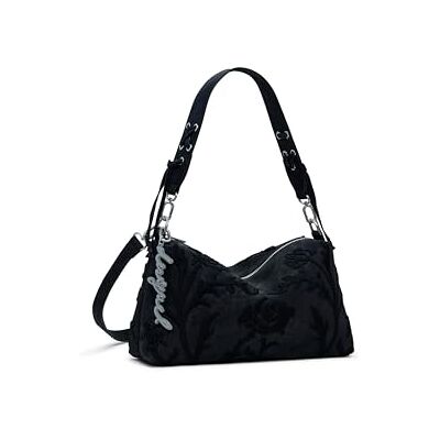 Desigual handtas schoudertas Bergamo Floral Shoulder Bag Black zwart Desigual handtas schoudertas Bergamo Floral Shoulder Bag Black zwart