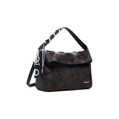 Desigual schoudertas Loverty 3.0 Stencil Flower Shoulder Bag Chocolate donkerbruin Desigual schoudertas Loverty 3.0 Stencil Flower Shoulder Bag Chocolate donkerbruin