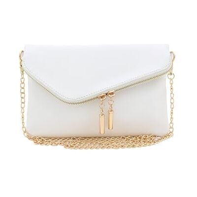 FashionPuzzle envelop-polsbandje, clutch, schoudertas met kettingriem, Wit, One Size FashionPuzzle envelop-polsbandje, clutch, schoudertas met kettingriem, Wit, One Size