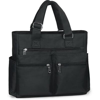VOLGANIK ROCK Canvas Tote Bag Waterdichte Nylon Multi Pocket Schoudertassen Laptop Werktas Leraar Portemonnee en Handtassen voor Vrouwen & Mannen, Zwart, Groot, Zwart, L, Casual, Veelzijdig VOLGANIK ROCK Canvas Tote Bag Waterdichte Nylon Multi Pocket Schoudertassen Laptop Werktas Leraar Portemonnee en Handtassen voor Vrouwen & Mannen, Zwart, Groot, Zwart, L, Casual, Veelzijdig