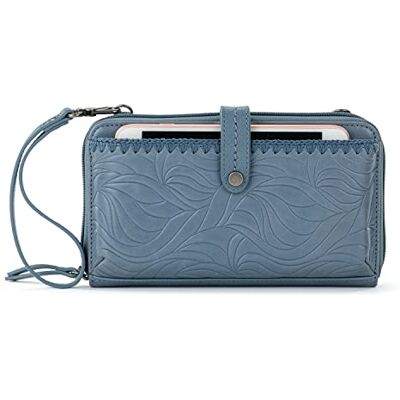 The Sak Dames Iris grote smartphone crossbody tas van leer, afneembare polsband, Maritieme Golf reliëf, One Size The Sak Dames Iris grote smartphone crossbody tas van leer, afneembare polsband, Maritieme Golf reliëf, One Size