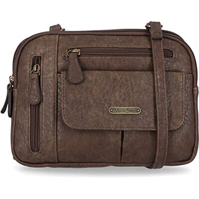 MultiSac Zippy Triple Compartment Crossbody Bag, Chocolate (Austin) MultiSac Zippy Triple Compartment Crossbody Bag, Chocolate (Austin)