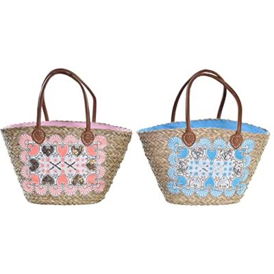 DKD Home Decor Strandtas, blauw, polyester, PU, 56 x 27 x 30 cm, 2 stuks, volwassenen, uniseks, meerkleurig (meerkleurig), eenheidsmaat DKD Home Decor Strandtas, blauw, polyester, PU, 56 x 27 x 30 cm, 2 stuks, volwassenen, uniseks, meerkleurig (meerkleurig), eenheidsmaat
