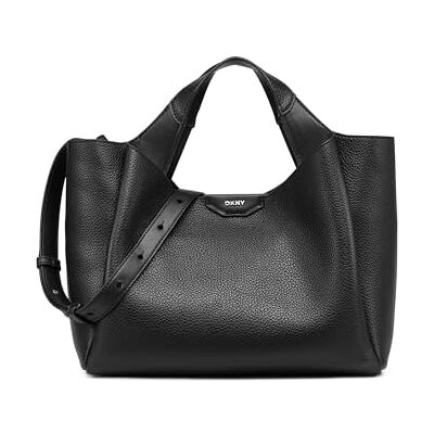 DKNY Willa Satchel voor dames, Zwart/Zilver, Eén maat DKNY Willa Satchel voor dames, Zwart/Zilver, Eén maat