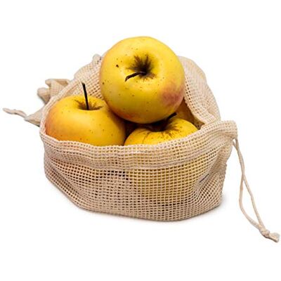 NERTHUS FIH 674 set van 3 netzakken van katoen voor fruit en groenten herbruikbaar ecologisch winkelen NERTHUS FIH 674 set van 3 netzakken van katoen voor fruit en groenten herbruikbaar ecologisch winkelen