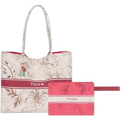 THUN Strandtas met clutch en charme, exotische elegantie, 100% polyester, tas 42 x 37 x 14 cm, clutch 20 x 28 cm THUN Strandtas met clutch en charme, exotische elegantie, 100% polyester, tas 42 x 37 x 14 cm, clutch 20 x 28 cm