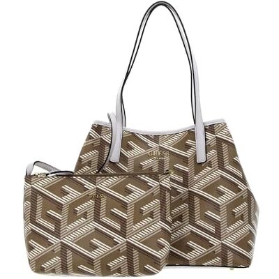 GUESS Vikky Grote Tote, Tas Dames, One Size, taupe, logo, One Size GUESS Vikky Grote Tote, Tas Dames, One Size, taupe, logo, One Size