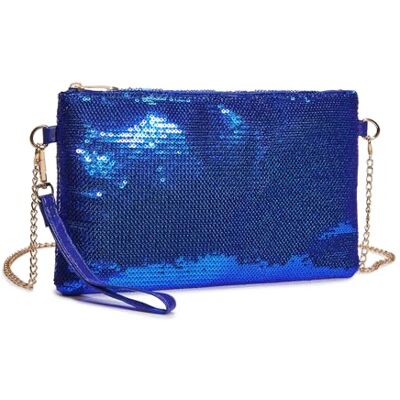 Miss Lulu Modieus mini-zakje met pailletten, kleine schoudertas voor dames, voor bruiloften, afspraken en verschillende gelegenheden, Marineblauw Miss Lulu Modieus mini-zakje met pailletten, kleine schoudertas voor dames, voor bruiloften, afspraken en verschillende gelegenheden, Marineblauw