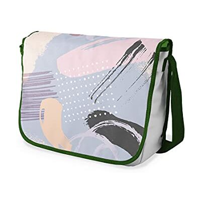 Bonamaison Digitaal bedrukte Messenger schooltas met kaki riem voor studenten, crossbody tas, koerierstas, schoudertas voor kinderen, meisjes, jongens, maat: 29x36 cm Bonamaison Digitaal bedrukte Messenger schooltas met kaki riem voor studenten, crossbody tas, koerierstas, schoudertas voor kinderen, meisjes, jongens, maat: 29x36 cm