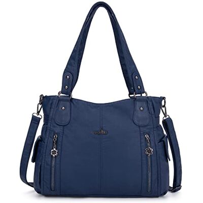 Kiss Handtassen voor dames, tas met bovenhandgreep, hobo-tas, Roomy, ongedwongen schoudertas, PU, draagtas, satchel, tas voor dames, Blauw, X-Large Kiss Handtassen voor dames, tas met bovenhandgreep, hobo-tas, Roomy, ongedwongen schoudertas, PU, draagtas, satchel, tas voor dames, Blauw, X-Large