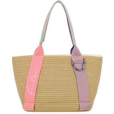Fritzi aus Preussen Fritzi Happy Summer Shopper Minty Bloom damestas strotas shopper handtas raffia tas met hartvormige hanger lichte ruime tas voor strand vakantie reizen festival 25 x 37 x 11,5 cm, Beige Mint Fritzi aus Preussen Fritzi Happy Summer Shopper Minty Bloom damestas strotas shopper handtas raffia tas met hartvormige hanger lichte ruime tas voor strand vakantie reizen festival 25 x 37 x 11,5 cm, Beige Mint