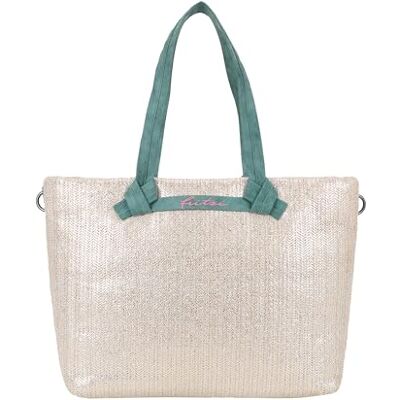 Fritzi aus Preussen Fritzi Cloud Shopper Big Limited Painted Straw Silver Jade shopper damestas schoudertas strotas raffia tas strandtas zomertas ruime tas voor festival vakantie vrije tijd 35 x 42 x 14 cm, Zilver Groen Fritzi aus Preussen Fritzi Cloud Shopper Big Limited Painted Straw Silver Jade shopper damestas schoudertas strotas raffia tas strandtas zomertas ruime tas voor festival vakantie vrije tijd 35 x 42 x 14 cm, Zilver Groen