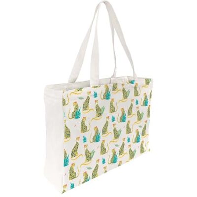 DRAEGER Paris Tote Bag Panter wilde kat – licht, robuust en ultrazacht – ruime binnenkant – tote bag van 100% katoen – boodschappentas herbruikbaar DRAEGER Paris Tote Bag Panter wilde kat – licht, robuust en ultrazacht – ruime binnenkant – tote bag van 100% katoen – boodschappentas herbruikbaar