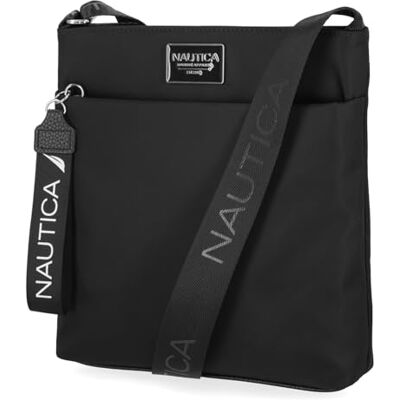 Nautica Diver Nylon kleine crossbody-tas voor dames met verstelbare schouderriem, Zwart glazuur, One Size Nautica Diver Nylon kleine crossbody-tas voor dames met verstelbare schouderriem, Zwart glazuur, One Size