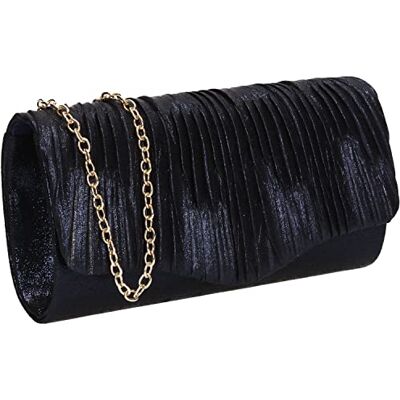 SwankySwans Alice dames glanzende metallic party prom bruiloft avond kleine clutch tas portemonnee, marineblauw SwankySwans Alice dames glanzende metallic party prom bruiloft avond kleine clutch tas portemonnee, marineblauw