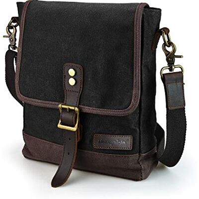 SHANGRI-LA Messenger Bag voor mannen en vrouwen canvas portemonnee crossbody schoudertas casual sling pack, Zwart-groot, Medium SHANGRI-LA Messenger Bag voor mannen en vrouwen canvas portemonnee crossbody schoudertas casual sling pack, Zwart-groot, Medium