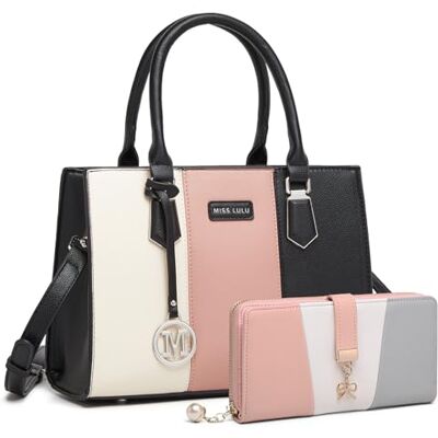 Miss Lulu Dameshandtas, schoudertas, driekleurig, van PU-materiaal, multifunctioneel, voor werk, reizen, uitstapjes Miss Lulu Dameshandtas, schoudertas, driekleurig, van PU-materiaal, multifunctioneel, voor werk, reizen, uitstapjes