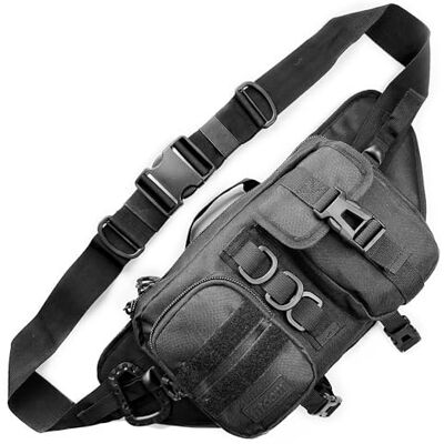 Fitdom Tactische Sling Bag voor mannen. Gemaakt van Heavy Duty Techwear Nylon & Gebouwd Tough voor Outdoor en EDC Bag, Jet Black, L Fitdom Tactische Sling Bag voor mannen. Gemaakt van Heavy Duty Techwear Nylon & Gebouwd Tough voor Outdoor en EDC Bag, Jet Black, L
