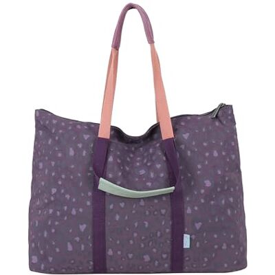 Fritzi aus Preussen Fritzi My Shopper Leo Plumy damestas shopper handtas schoudertas nylon tas met luipaardprint ritssluiting ruime boodschappentas voor festival reizen vrije tijd zomertas 31 x 42,5 x 22,5 cm, Paars Fritzi aus Preussen Fritzi My Shopper Leo Plumy damestas shopper handtas schoudertas nylon tas met luipaardprint ritssluiting ruime boodschappentas voor festival reizen vrije tijd zomertas 31 x 42,5 x 22,5 cm, Paars