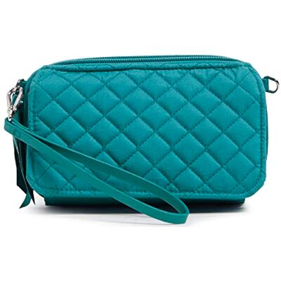 Vera Bradley Dames katoenen alles-in-één crossbody-portemonnee met RFID-bescherming, Forever Green Gerecycled katoen, One Size Vera Bradley Dames katoenen alles-in-één crossbody-portemonnee met RFID-bescherming, Forever Green Gerecycled katoen, One Size