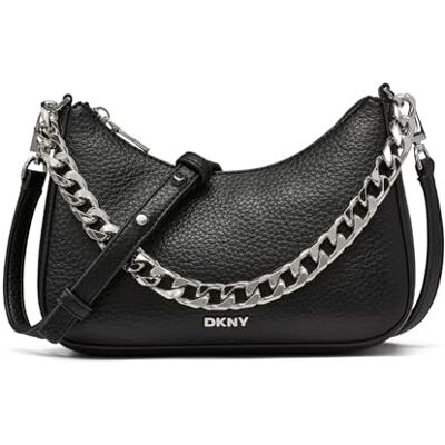 DKNY Dames Jenna Demi Crossbody Bag, Black and Silver DKNY Dames Jenna Demi Crossbody Bag, Black and Silver
