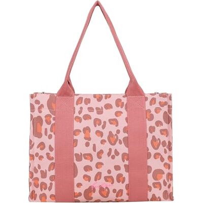 Fritzi aus Preussen Fritzi Tote Shopper Leo Brick damestas handtas canvas tas luipaardprint ritssluiting afneembaar etui brede schouderriem citytas festivaltas voor reizen vrije tijd 29,5 x 40 x 14 cm, Roze Fritzi aus Preussen Fritzi Tote Shopper Leo Brick damestas handtas canvas tas luipaardprint ritssluiting afneembaar etui brede schouderriem citytas festivaltas voor reizen vrije tijd 29,5 x 40 x 14 cm, Roze