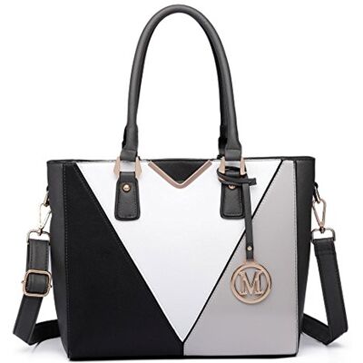 Miss Lulu Handtassen voor dames, middelgroot, V-vormig design, veel vakken, schoudertas, groot, elegante schoudertas, draagtas voor pendelen, school, werk, reizen, X-grijs Miss Lulu Handtassen voor dames, middelgroot, V-vormig design, veel vakken, schoudertas, groot, elegante schoudertas, draagtas voor pendelen, school, werk, reizen, X-grijs