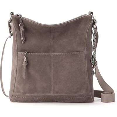 The Sak Lucia Leren crossbody-portemonnee, premium lederen dameshandtas voor dagelijks gebruik en reizen, crossbody-tas met ritssluiting, Paddestoel Suede, Medium The Sak Lucia Leren crossbody-portemonnee, premium lederen dameshandtas voor dagelijks gebruik en reizen, crossbody-tas met ritssluiting, Paddestoel Suede, Medium