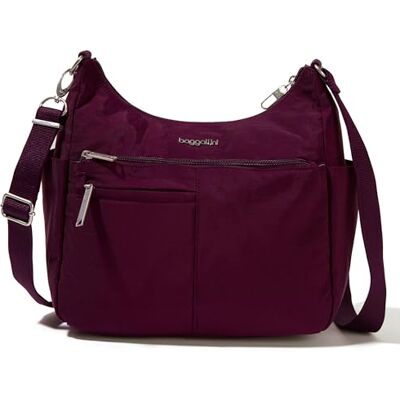 Baggallini Securtex Schoudertas met diefstalbeveiliging, mulberry, Eén Maat Baggallini Securtex Schoudertas met diefstalbeveiliging, mulberry, Eén Maat