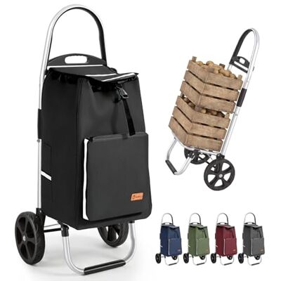 Sekey Boodschappentrolley, inklapbaar, 50 liter, boodschappentas met koelvak, aluminium frame, opvouwbare winkelwagen, boodschappentrolley voor winkelen en dagelijks gebruik, zwart Sekey Boodschappentrolley, inklapbaar, 50 liter, boodschappentas met koelvak, aluminium frame, opvouwbare winkelwagen, boodschappentrolley voor winkelen en dagelijks gebruik, zwart