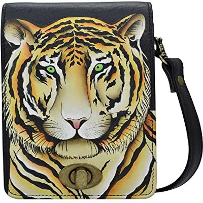Anna by Anuschka Vrouwen Handgeschilderde Lederen Flap Converteerbare Crossbody/Riem Tas met RFID Bescherming-Suiker Schedels, Bengaalse Tijger, One Size Anna by Anuschka Vrouwen Handgeschilderde Lederen Flap Converteerbare Crossbody/Riem Tas met RFID Bescherming-Suiker Schedels, Bengaalse Tijger, One Size