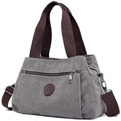 DOURR Hobo Handtassen Canvas Crossbody Tas voor Vrouwen, Multi Compartiment Tote Purse Tassen, Grijs, M, Totes DOURR Hobo Handtassen Canvas Crossbody Tas voor Vrouwen, Multi Compartiment Tote Purse Tassen, Grijs, M, Totes