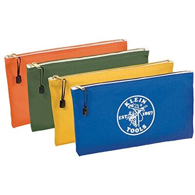 KLEIN TOOLS Utility Bag, Gereedschapstassen met rits in olijf, oranje, blauw, geel, 30 cm canvas, 4 stuks 5140 KLEIN TOOLS Utility Bag, Gereedschapstassen met rits in olijf, oranje, blauw, geel, 30 cm canvas, 4 stuks 5140