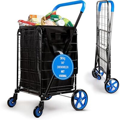 SereneLife Boodschappentrolley -Vouwbare Boodschappenkar – Wineklwagen Boodschappentas met Wielen 360° Draaiwielen- 50 kg Capaciteit voor Boodschappen, Wasgoed, Bagage SereneLife Boodschappentrolley -Vouwbare Boodschappenkar – Wineklwagen Boodschappentas met Wielen 360° Draaiwielen- 50 kg Capaciteit voor Boodschappen, Wasgoed, Bagage