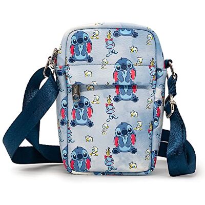 Buckle-Down Disney tas, crossbody, Lilo en Stitch, Stitch Scrump en eendencollage, blauw, veganistisch leer, Lilo & Stitch, 8.0" x 5.5 Buckle-Down Disney tas, crossbody, Lilo en Stitch, Stitch Scrump en eendencollage, blauw, veganistisch leer, Lilo & Stitch, 8.0" x 5.5