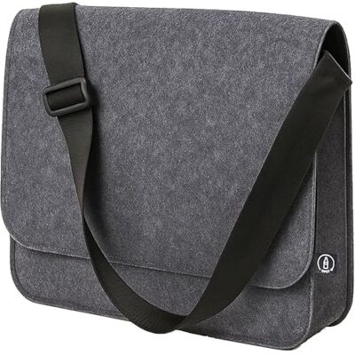 Stop Ocean Plastic 46229 Laptoptas, messenger tas van rPET-vilt, schoudertas voor notebooks (17,3 inch), tas schouderriem, overslag & klittenbandsluiting, ca. 36 x 27 x 8 cm, donkergrijs Stop Ocean Plastic 46229 Laptoptas, messenger tas van rPET-vilt, schoudertas voor notebooks (17,3 inch), tas schouderriem, overslag & klittenbandsluiting, ca. 36 x 27 x 8 cm, donkergrijs