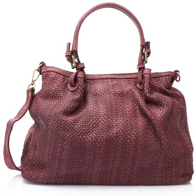 aleva Dames gevlochten lederen shopper, Dark Cherry, Donker kers, Eén Maat aleva Dames gevlochten lederen shopper, Dark Cherry, Donker kers, Eén Maat