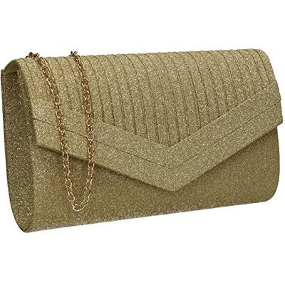 SwankySwans Ruth Sprankelende glanzende feestbal bruiloft avond clutch tas portemonnee, Goud SwankySwans Ruth Sprankelende glanzende feestbal bruiloft avond clutch tas portemonnee, Goud