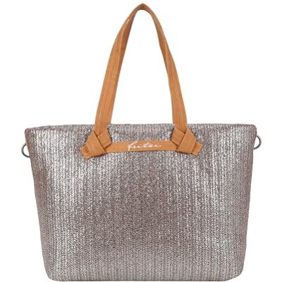 Fritzi aus Preussen Fritzi Cloud Shopper Big Limited Painted Straw Nut shopper damestas schoudertas strotas raffia tas strandtas zomertas ruime tas voor festival vakantie vrije tijd 35 x 42 x 14 cm, Zilver Bruin Fritzi aus Preussen Fritzi Cloud Shopper Big Limited Painted Straw Nut shopper damestas schoudertas strotas raffia tas strandtas zomertas ruime tas voor festival vakantie vrije tijd 35 x 42 x 14 cm, Zilver Bruin