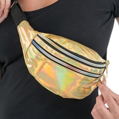 Chaks Crossbody Moon Bag, holografische tas incl. 2 compartimenten, fanny pack voor festival of themafeest Chaks Crossbody Moon Bag, holografische tas incl. 2 compartimenten, fanny pack voor festival of themafeest