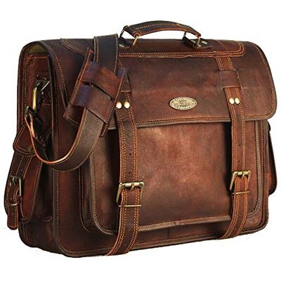 HULSH Lederen laptoptassen voor mannen, volledig nerf, lederen messenger bag, leren portefeuille, computer, zadel, crossbody schoudertas, bruin, 12" x 16 HULSH Lederen laptoptassen voor mannen, volledig nerf, lederen messenger bag, leren portefeuille, computer, zadel, crossbody schoudertas, bruin, 12" x 16