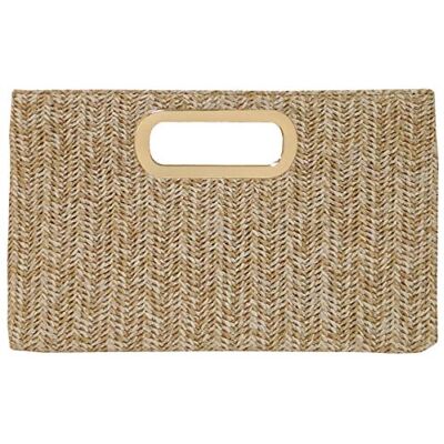 JNB Stro Clutch met handvat, NATUURLIJK, Large JNB Stro Clutch met handvat, NATUURLIJK, Large