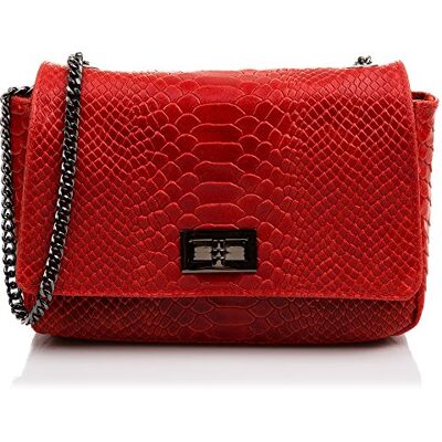 FIRENZE ARTEGIANI . Dames Handtas Lederen Gegraveerde Snake Gelakte Handtas Schoudertas Gemaakt in Italië Vera Italiaans Leer 22 x 14 x 8 cm Rood FIRENZE ARTEGIANI . Dames Handtas Lederen Gegraveerde Snake Gelakte Handtas Schoudertas Gemaakt in Italië Vera Italiaans Leer 22 x 14 x 8 cm Rood
