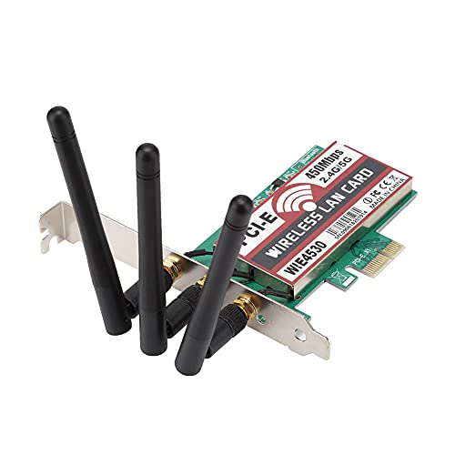 ASHATA Draadloze Netwerkkaart, 2.4G / 5G Dual Band 450Mbps PCI-E Draadloze Netwerkkaart Geïntegreerde Draadloze Netwerkkaart Netwerkkaart LAN-kaart voor