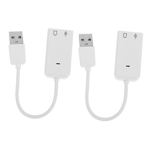 BESTonZON 2 Stuks USB-geluidskaart onafhankelijke geluidskaart desktop geluidskaart laptop geluidskaart geluid voor computer duurzame geluidskaart Bureaublad met lijn wit