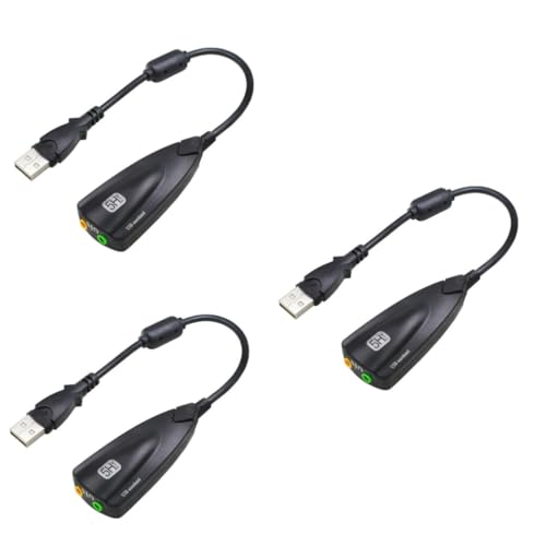 Hemobllo 3Pcs Geluidskaart Geluidskaarten D D Zwart Blackets USB Geluidskaart Externe Geluidskaart Computer Geluidskaart USB Sound Adapter USB Externe Geluidsadapter USB Stereo Adapter Met