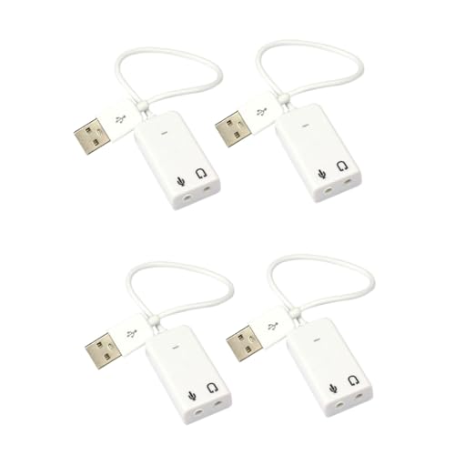 UKCOCO 4 Stuks USB Geluidskaart Adapter USB Geluidskaart Voor Laptop Externe Geluidskaart Voor Laptop Externe Geluidskaart USB Geluidskaart 71 Onafhankelijke Geluidskaart Wit Computer