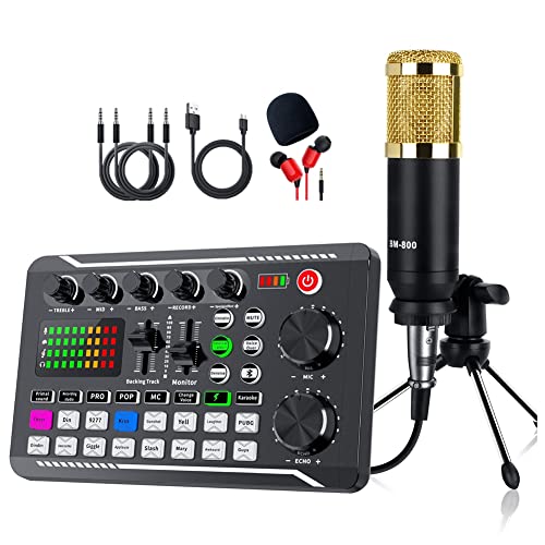 TsoLay Draagbare geluidskaartenset, pc-microfoonset, accessoires, condensatormicrofoonset, live geluidskaart