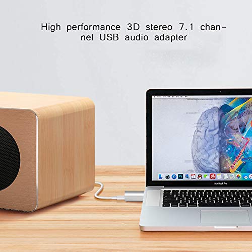 ASHATA Externe USB-geluidskaart, 7.1-kanaals 3D Stereo Externe Geluidskaart USB 2.0-geluidskaart Audioadapter, Draagbare Aluminium Externe USB-geluidskaart USB 2.0 Naar 3,5 Mm