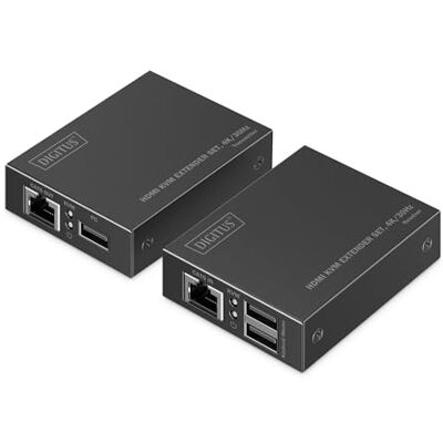 Digitus HDMI KVM-extenderset – UHD 4k 30Hz – 40 m bereik – HDMI 1.4 – Ultra Low Latency – Zender en ontvanger – 2x USB voor muis en toetsenbord – PoC – Punt-tot-punt – CAT 6 – Zwart Digitus HDMI KVM-extenderset – UHD 4k 30Hz – 40 m bereik – HDMI 1.4 – Ultra Low Latency – Zender en ontvanger – 2x USB voor muis en toetsenbord – PoC – Punt-tot-punt – CAT 6 – Zwart